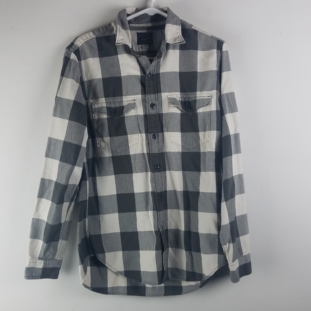 J. Crew Buffalo Plaid Shirt Sz Small S Gray Button